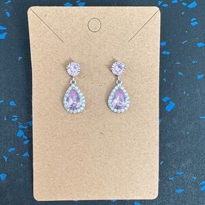 Elegant Silver and Pink Teardrop Earrings